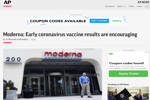 ( أسوشيتد برس ) الأمريكية :نتائج اللقاح المبكر لفيروس كورونا مشجعة